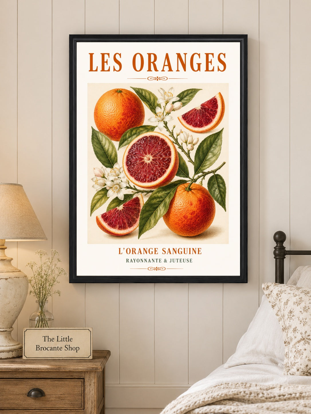 L’Orange Sanguine – Illustrated French Blood Orange Print | French Kitchen Wall Art, Illustrated French, Botanical, French Country, Mediterranean, Country Kitchen, Fruit Illustration, European Kitchen wall artwork.