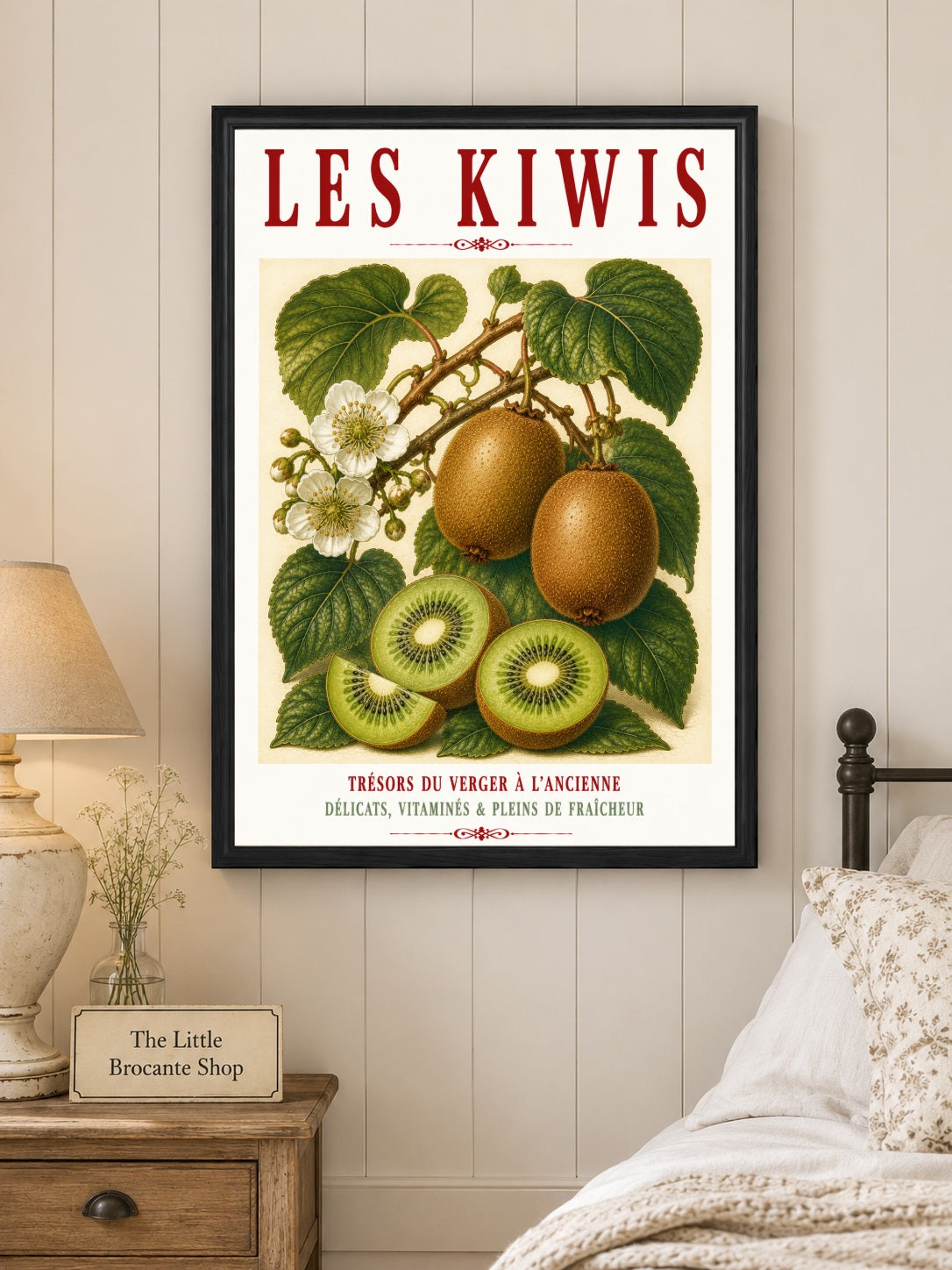 Illustrated French Kiwi Fruit Print | French Kitchen Wall Art, Illustrated French, Botanical, French Country, Fruit Illustration, Traditional Botanical, Rustic Kitchen, Country Kitchen, French Kitchen, Cottage Style, Botanical Wall Art wall artwork.