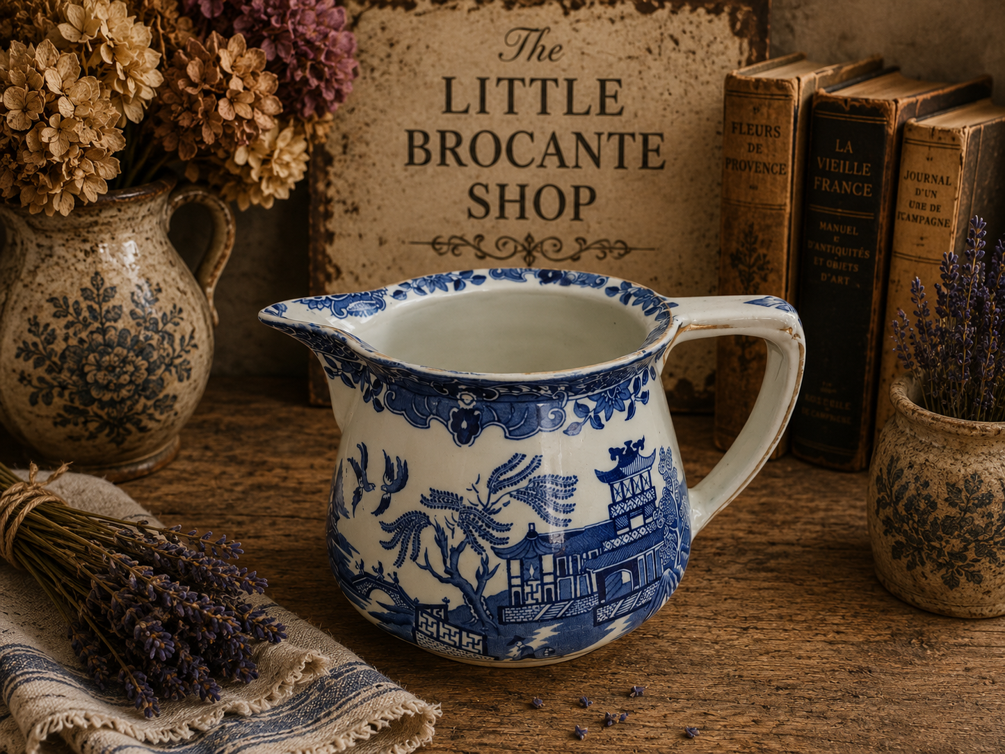 Vintage Burleigh Blue Willow Milk Jug | English Transferware Cream Pitcher | Staffordshire Pottery photograph 3