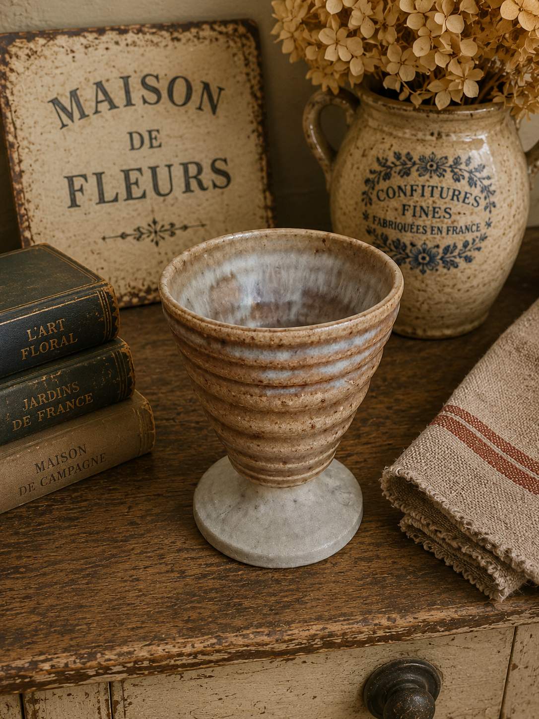 Handmade Studio Pottery Goblet | Rustic Stoneware Wine Cup | Artisan Ceramic Vessel photograph 3