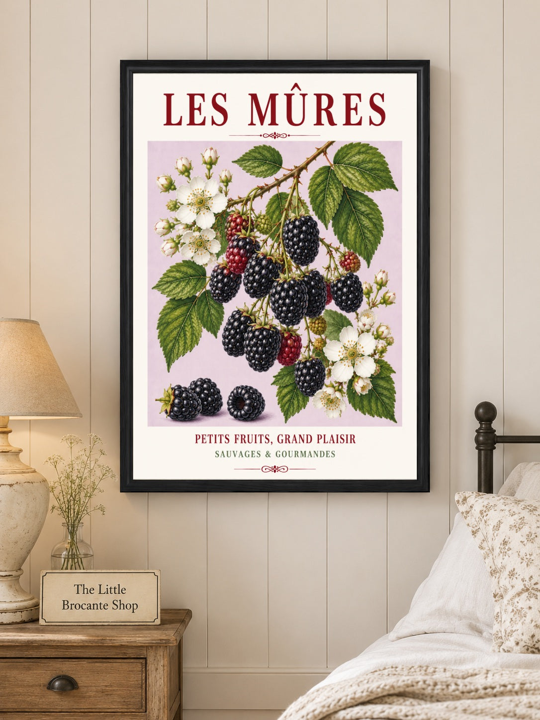 Les Mûres – Illustrated French Blackberry Print | French Kitchen Wall Art, Illustrated French, Botanical, French Country, Fruit Illustration, Hedgerow Inspired, Country Kitchen, Cottage Style, French Countryside wall artwork.