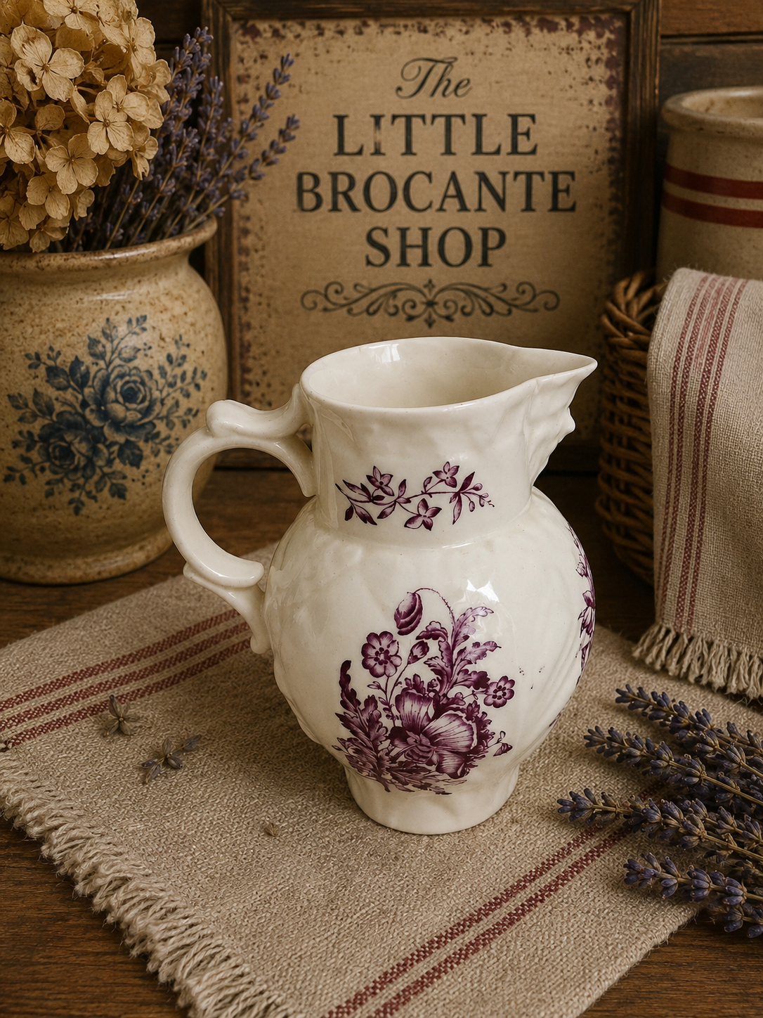 Royal Worcester Blush Ivory Bacchus Mask Cream Jug | Antique English Porcelain Pitcher | Burgundy Floral Jug photograph 3