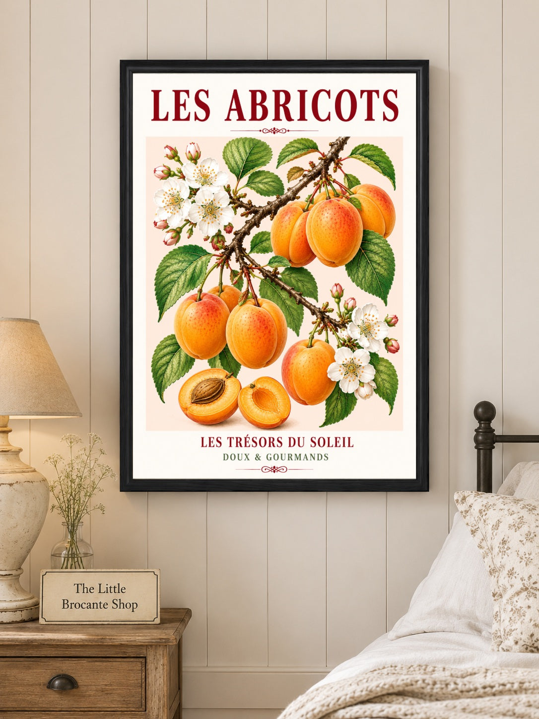 Les Abricots – Illustrated French Apricot Print | French Kitchen Wall Art, Illustrated French, Botanical, French Country, Fruit Illustration, Orchard Inspired, Country Kitchen, Cottage Style, Provence Inspired, Mediterranean Inspired wall artwork.