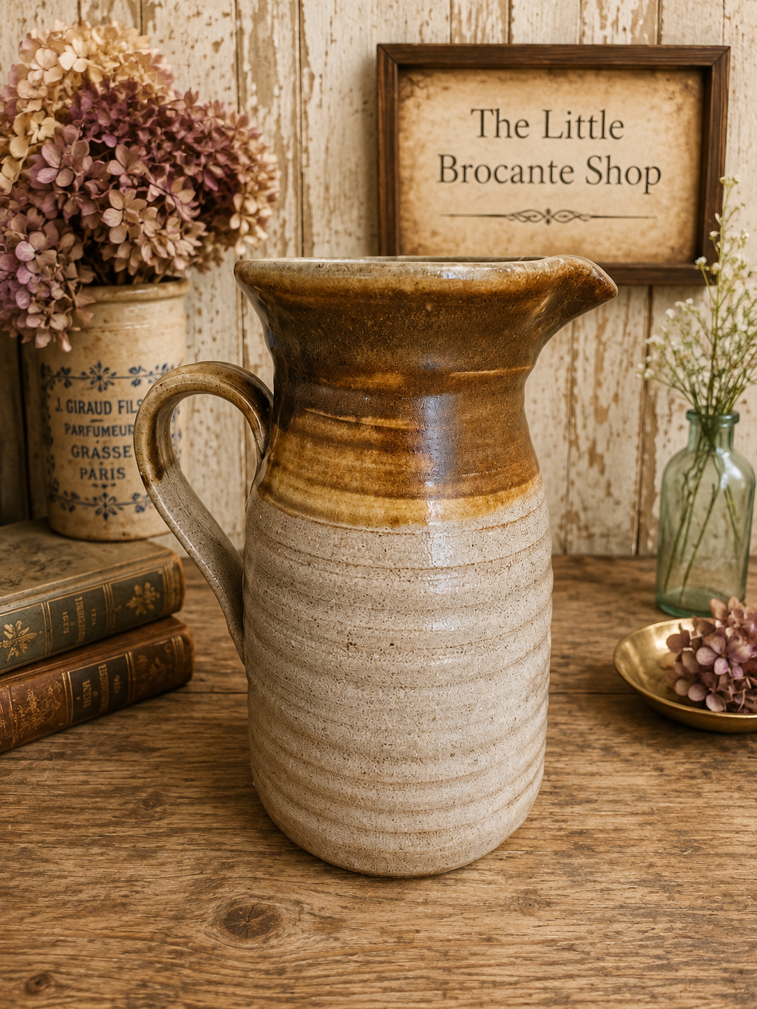 Vintage Occold Pottery Glazed Stoneware Jug | Large Two-Tone Studio Pottery Pitcher photograph 4