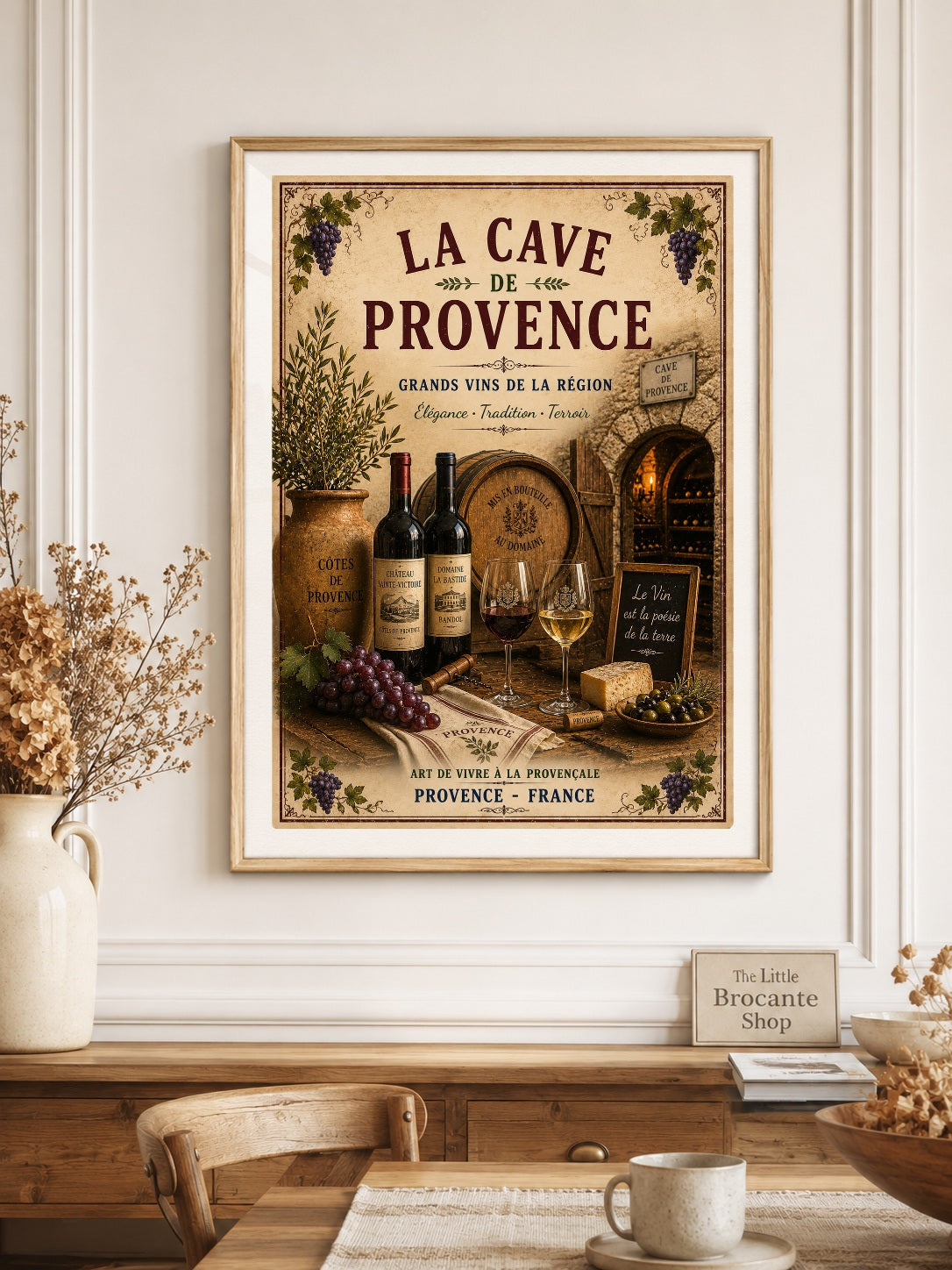 La Cave de Provence – Vintage French Wine Cellar Print, French Country
Provence
French Provincial
Rustic Farmhouse
Vineyard Style
Mediterranean
Brocante
Vintage European
Country Cottage
Rustic Chic
Traditional
Timeless Classic wall artwork.