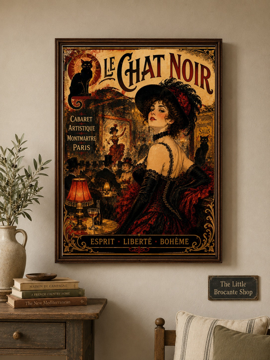 Le Chat Noir – Vintage-Inspired Paris Cabaret Print | Montmartre Belle Époque Wall Art, Belle Époque, Parisian, Art Nouveau, French Vintage, Montmartre, Maximalist, Eclectic, Brocante, Bohemian, Dark Academia, Old World, Romantic, Theatrical wall artwork.