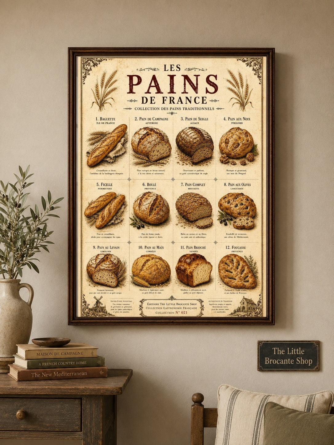 Les Pains de France | Vintage French Bread Collection | Rustic Bakery Kitchen Wall Art, French country wall artwork. – image 4