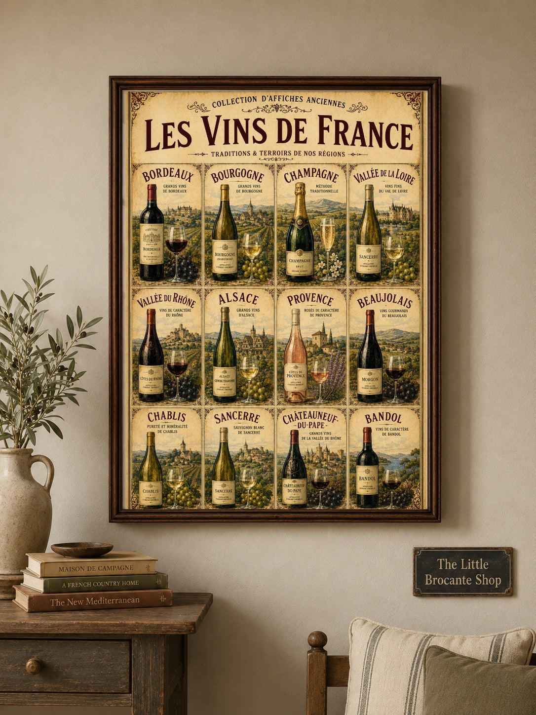 Les Vins de France | Vintage French Wine Regions Collection | French Gastronomy Wall Art, French country wall artwork. – image 4