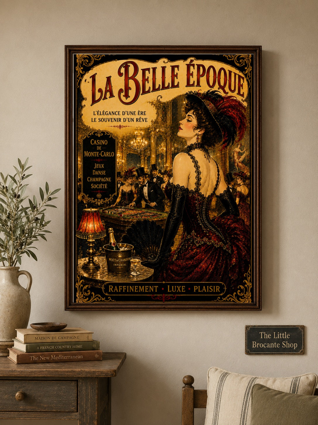 La Belle Époque Monte-Carlo Casino Print, Belle Époque, French Riviera, Parisian, Art Nouveau, French Vintage, Maximalist, Eclectic, Brocante, Old World Luxury, Romantic, Dark Academia, Traditional European wall artwork.