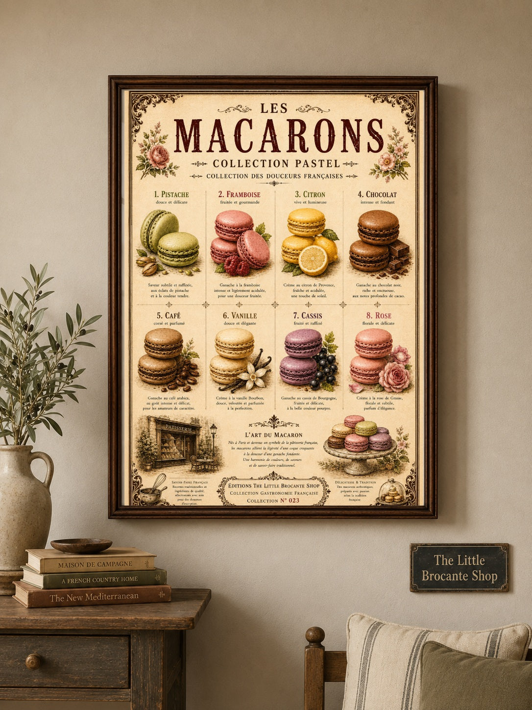 Les Macarons Collection Pastel | Vintage French Macaron Kitchen Wall Art Print | French Patisserie Poster, French country wall artwork. – image 4