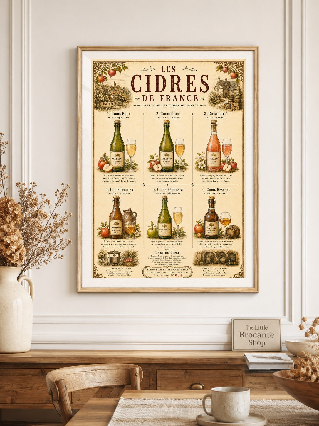 Les Cidres de France Vintage French Cider Print | Kitchen & Bar Wall Art, French country wall artwork.