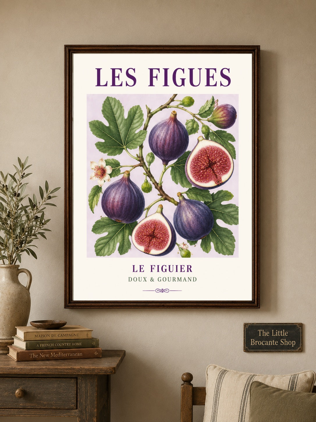 Les Figues – Illustrated French Fig Print | French Kitchen Wall Art, Illustrated French, Botanical, French Country, Mediterranean, Provençal, Fruit Illustration, Country Kitchen, Cottage Style wall artwork.