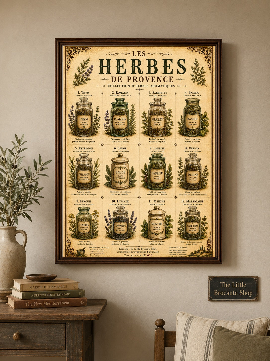 Les Herbes de Provence | Vintage French Herb Collection | Botanical Kitchen Wall Art, French country wall artwork. – image 4