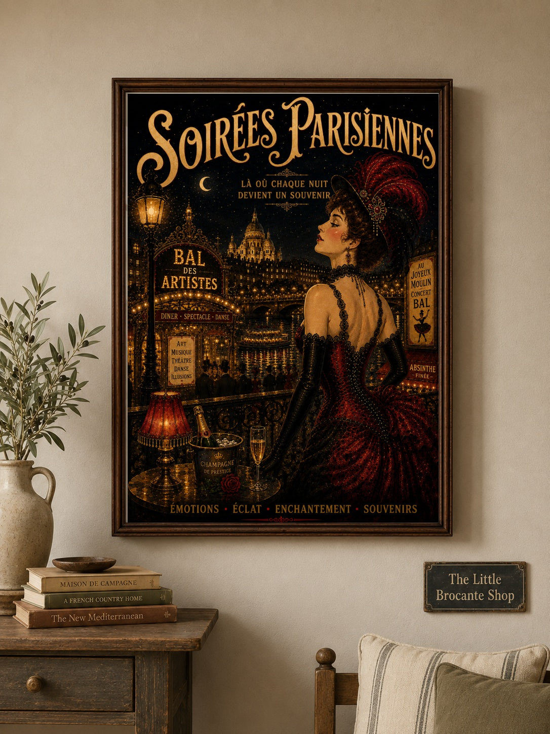Paris Nuit – Vintage French Belle Époque Paris Nightlife Wall Art Print, Belle Époque, Vintage French Poster, Art Nouveau Inspired, Parisian, Montmartre, French Cabaret, Victorian Glamour, Maximalist, Dark Academia, Vintage Travel wall artwork.