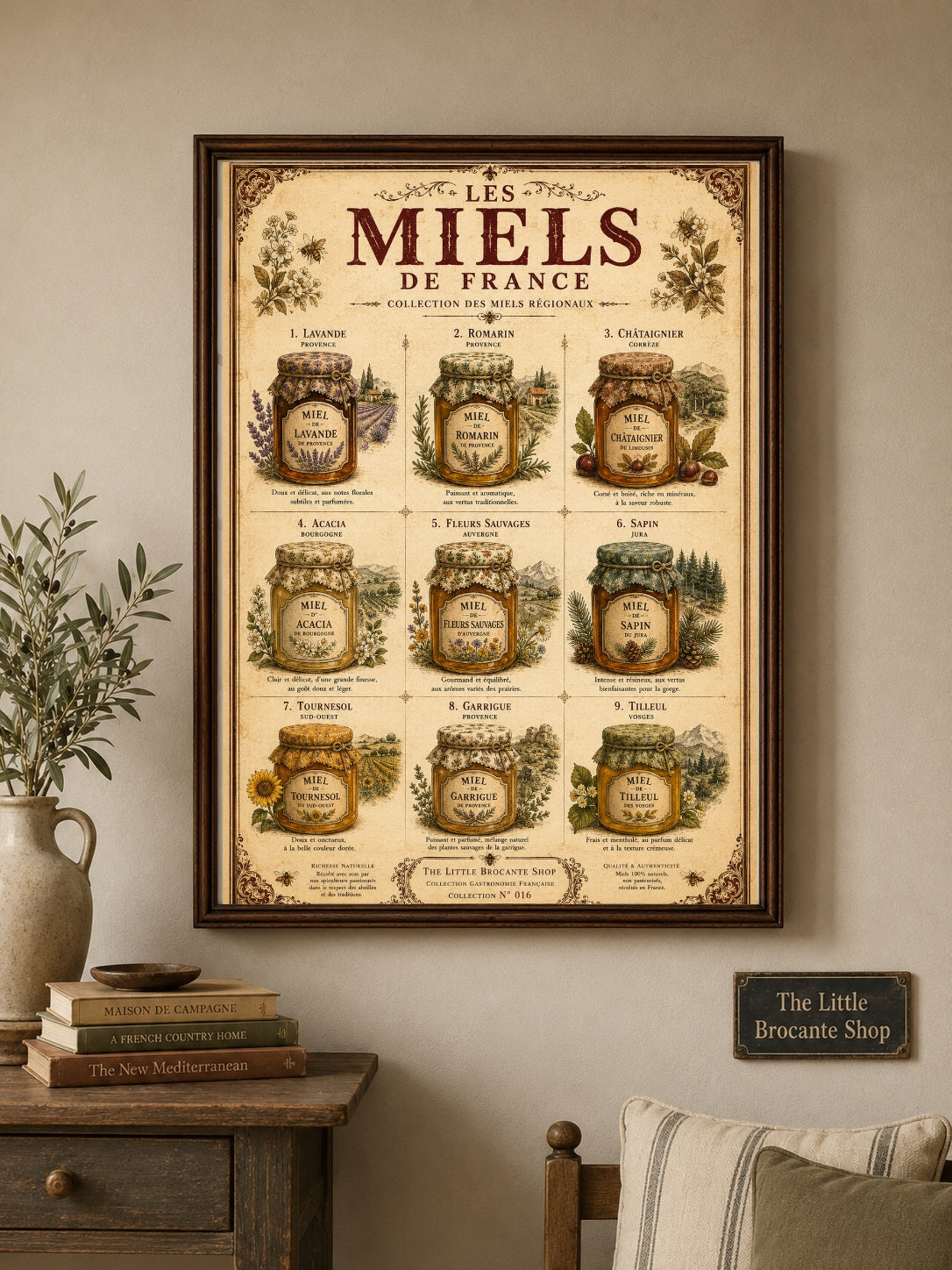 Les Miels de France | Vintage French Regional Honey Collection | French Country Kitchen Wall Art, French country wall artwork. – image 4