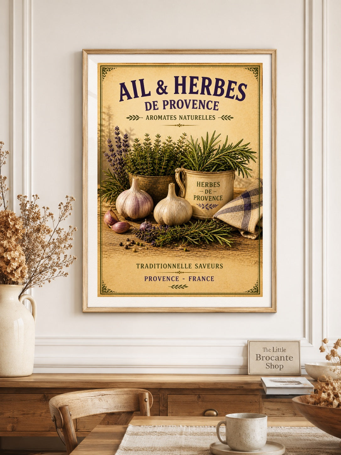 Ail & Herbes de Provence – Vintage French Herb Garden, French Country
Provence
Rustic Farmhouse
Brocante
Cottagecore
Mediterranean
Country Kitchen
Rustic Chic
Vintage European
Traditional
French Provincial
Shabby Chic
Old World
Continental wall artwork.