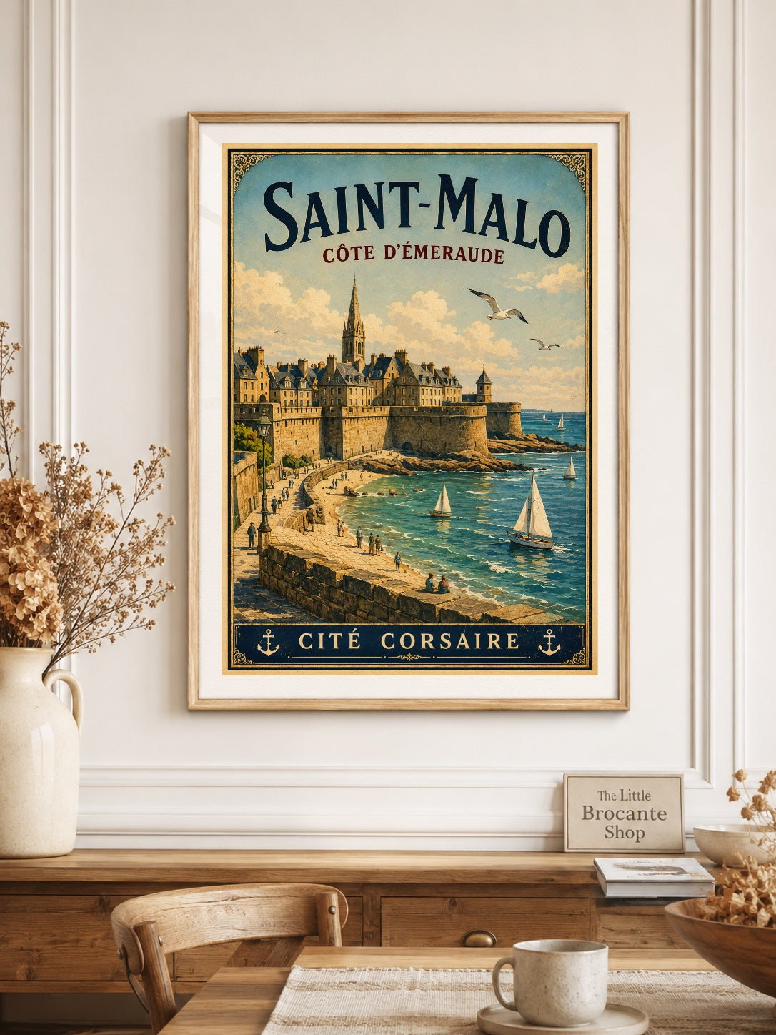Saint-Malo – Côte d'Émeraude | Vintage Brittany Travel Print, Coastal
French Country
Breton
Nautical
Historic European
Vintage Travel
Cottage Style
Rustic Chic
Contemporary Classic
Scandinavian
Heritage Interiors
Timeless European wall artwork.