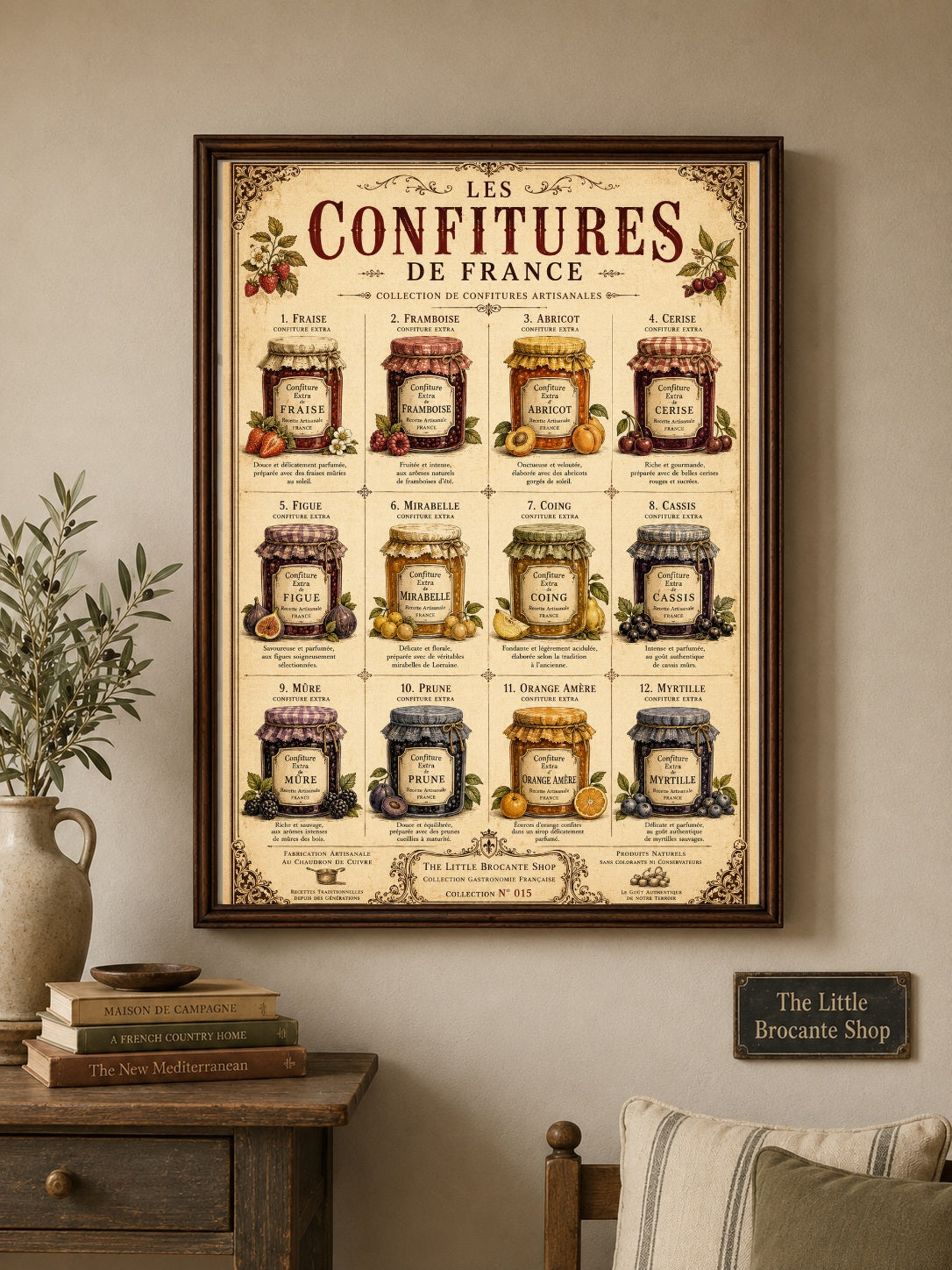 Les Confitures de France | Vintage French Artisan Jam Collection | French Country Kitchen Wall Art, French country wall artwork. – image 4