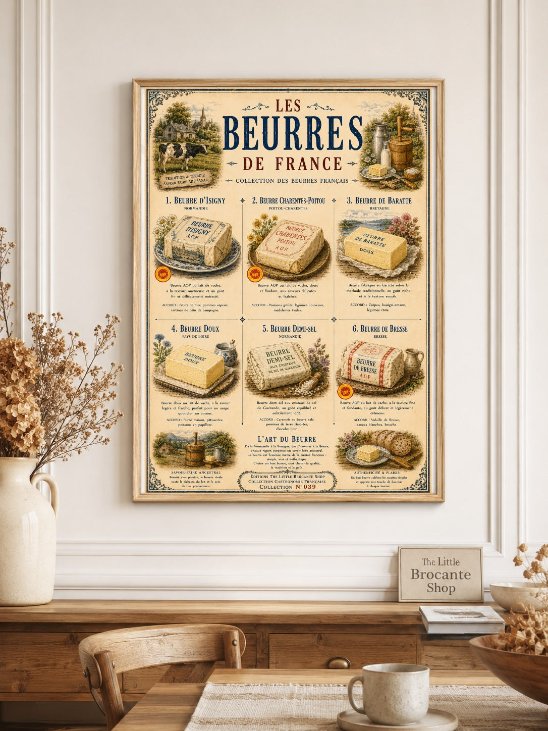 Les Beurres de France – Vintage French Butter Print | French Kitchen Wall Art, French Country, French Farmhouse, Cottagecore, Rustic Kitchen, Traditional Country, Vintage, Brocante, Provincial French, European Farmhouse, Shabby Chic, Country Cottage wall artwork.