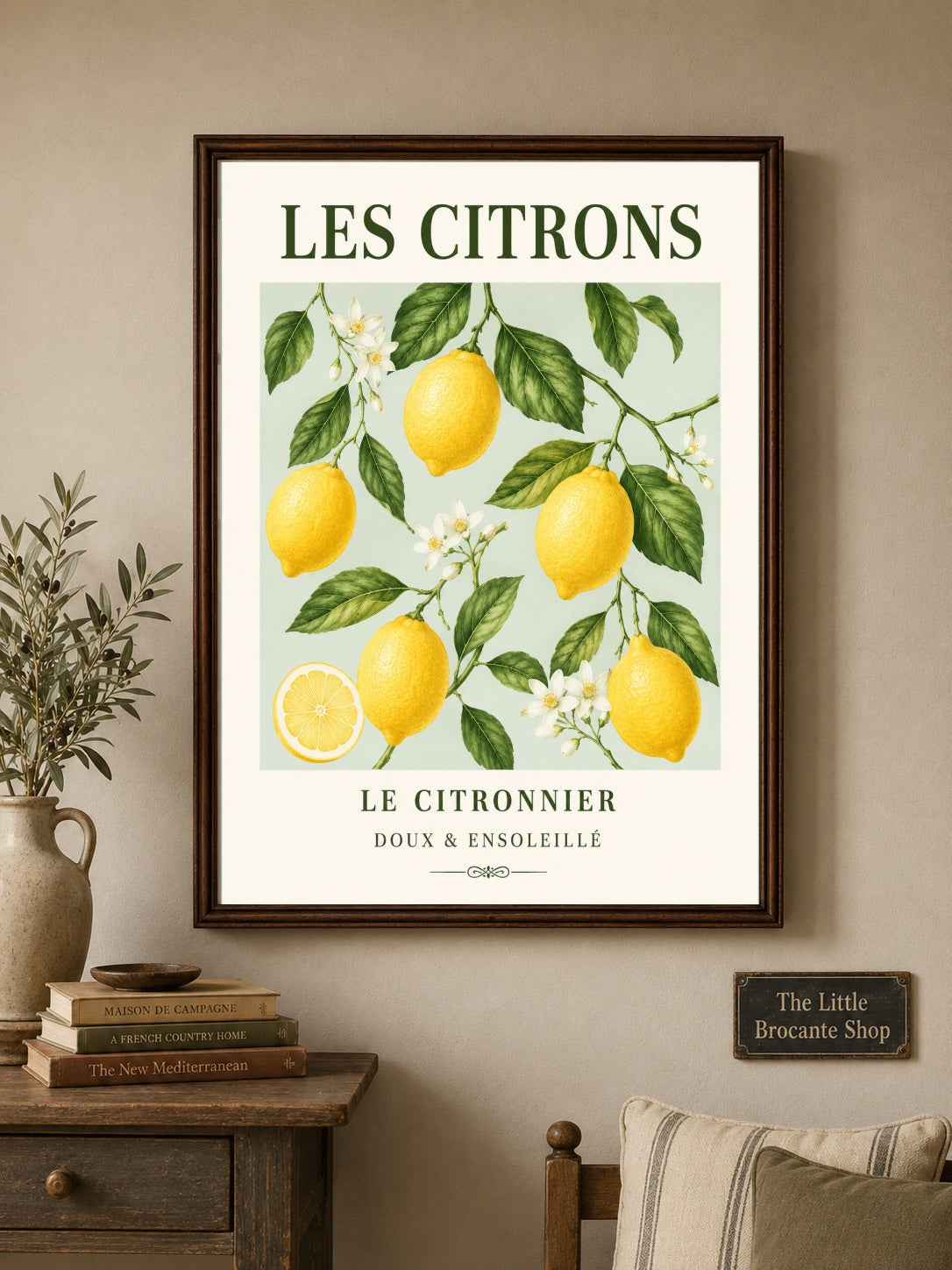 Les Citrons – Illustrated French Lemon Print | French Kitchen Wall Art, Illustrated French, Botanical, French Country, Country Kitchen, Mediterranean, Fruit Illustration, Cottage Style wall artwork.