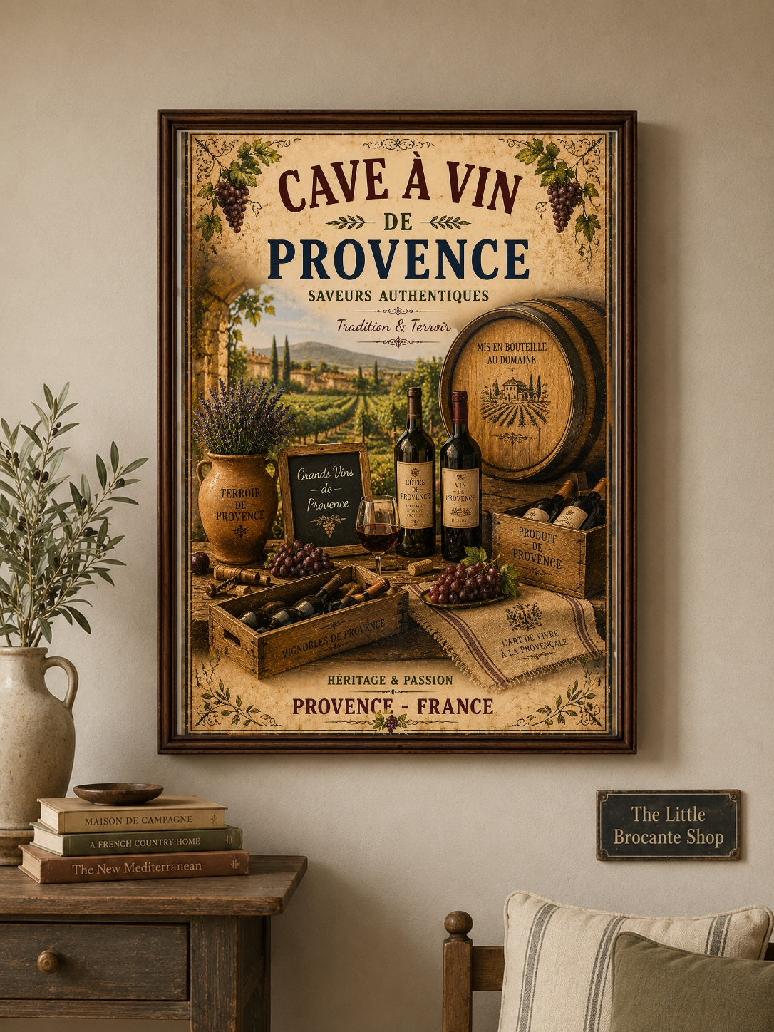 Cave à Vin de Provence – Vintage French Wine Cellar, French Country
Provence
Rustic Farmhouse
Brocante
Mediterranean
Country House
Rustic Chic
Vintage European
Traditional
French Provincial
Old World
Continental
Industrial Rustic
Wine Cellar Style wall artwork.