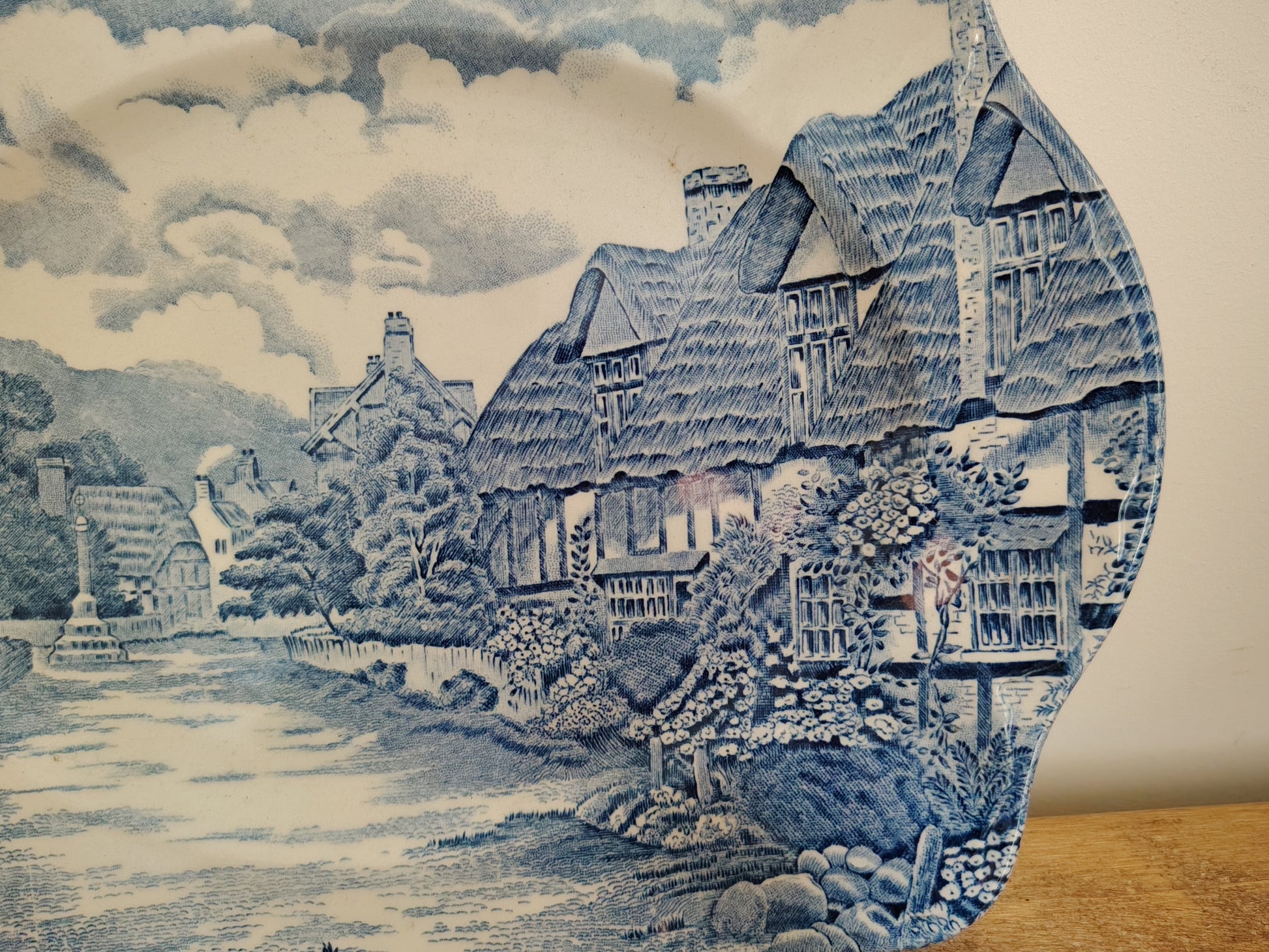 Vintage Johnson Bros Olde English Countryside Blue & White Ironstone Serving Platter | Made in England photograph 4