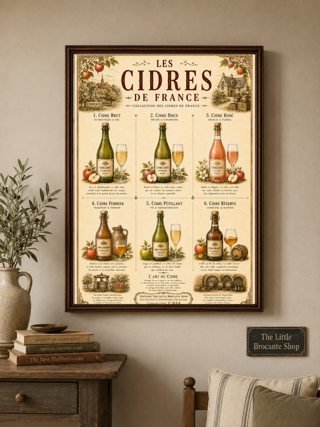 Les Cidres de France Vintage French Cider Print | Kitchen & Bar Wall Art, French country wall artwork.