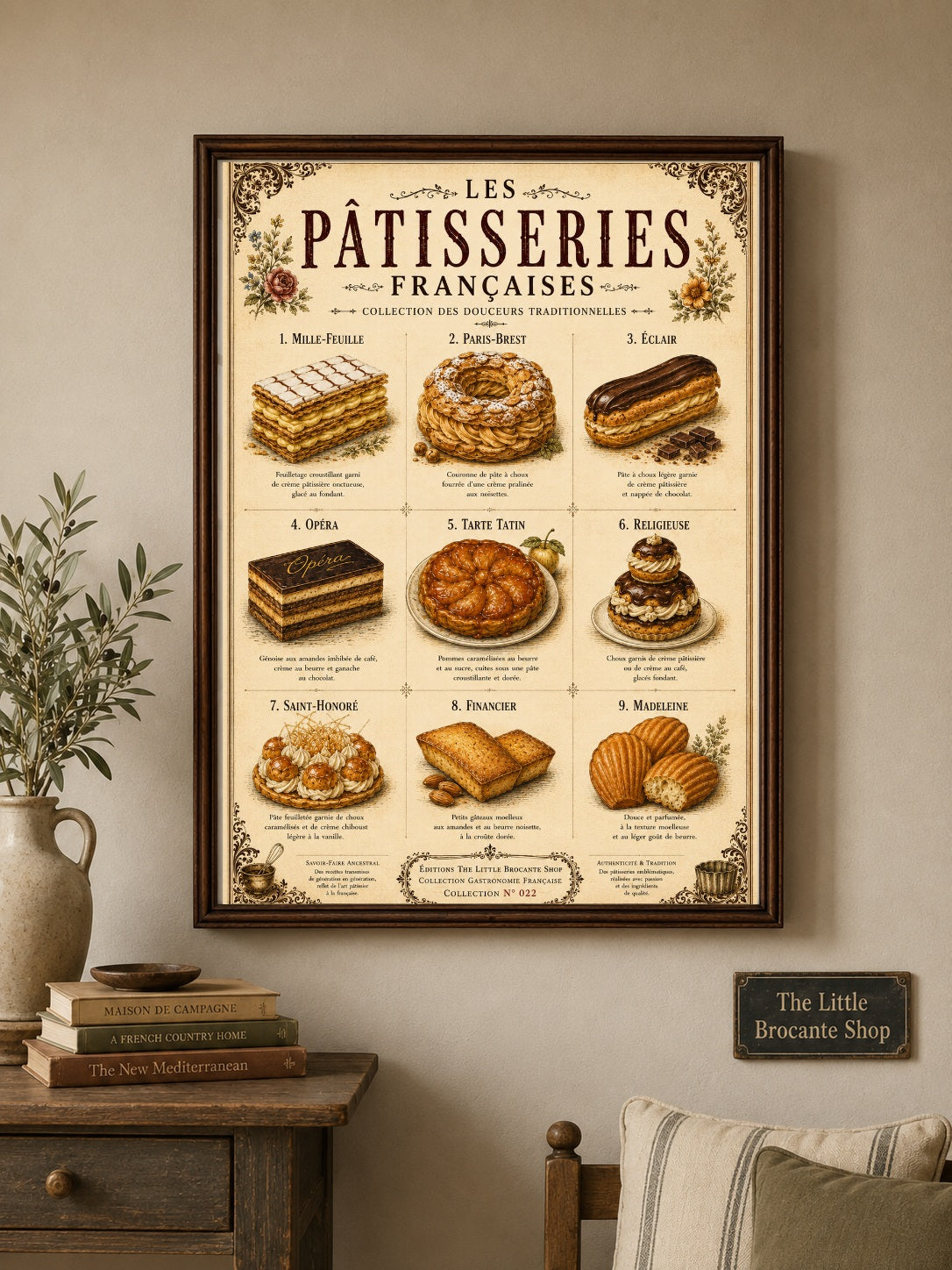 Les Pâtisseries Françaises | Vintage French Pastry Collection | French Bakery Kitchen Wall Art Print, French country wall artwork. – image 4