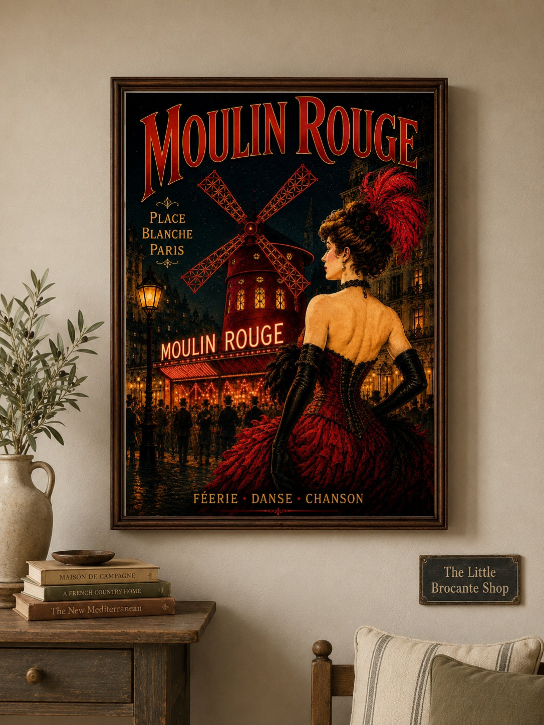 Moulin Rouge – Vintage-Inspired Paris Cabaret Print | Belle Époque Montmartre Wall Art, Belle Époque, Parisian, French Vintage, Art Nouveau, Montmartre, Maximalist, Eclectic, Brocante, Romantic, Dark Academia, Old World Luxury, Theatrical wall artwork.