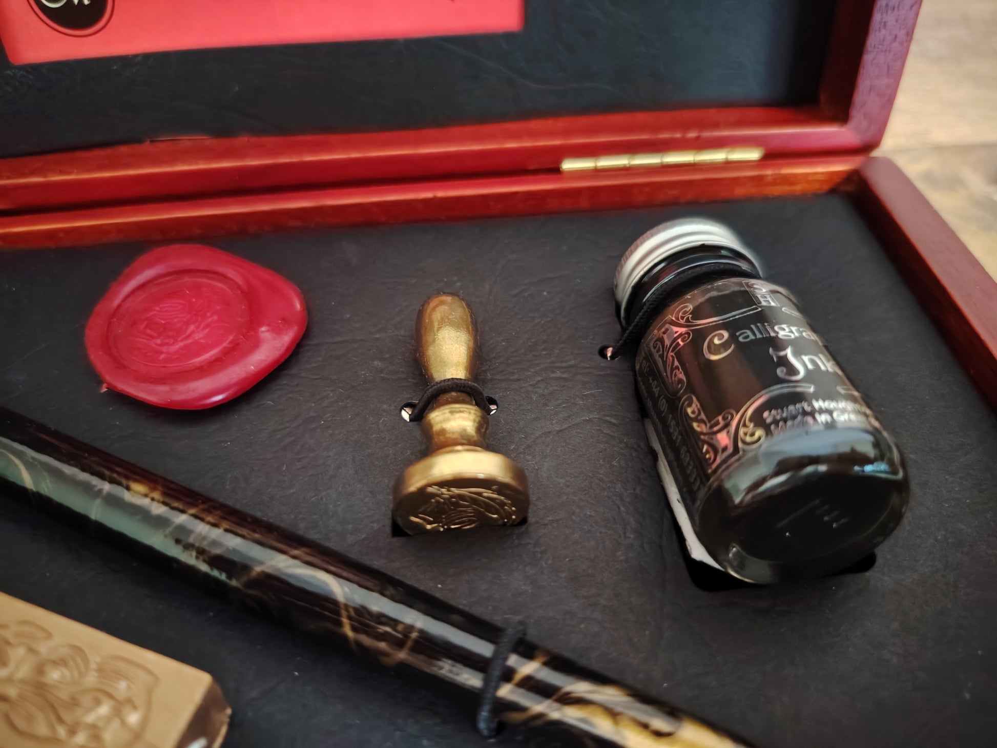 Vintage Manuscript Writing & Wax Seal Set | Boxed Calligraphy Dip Pen & Sealing Kit photograph 4
