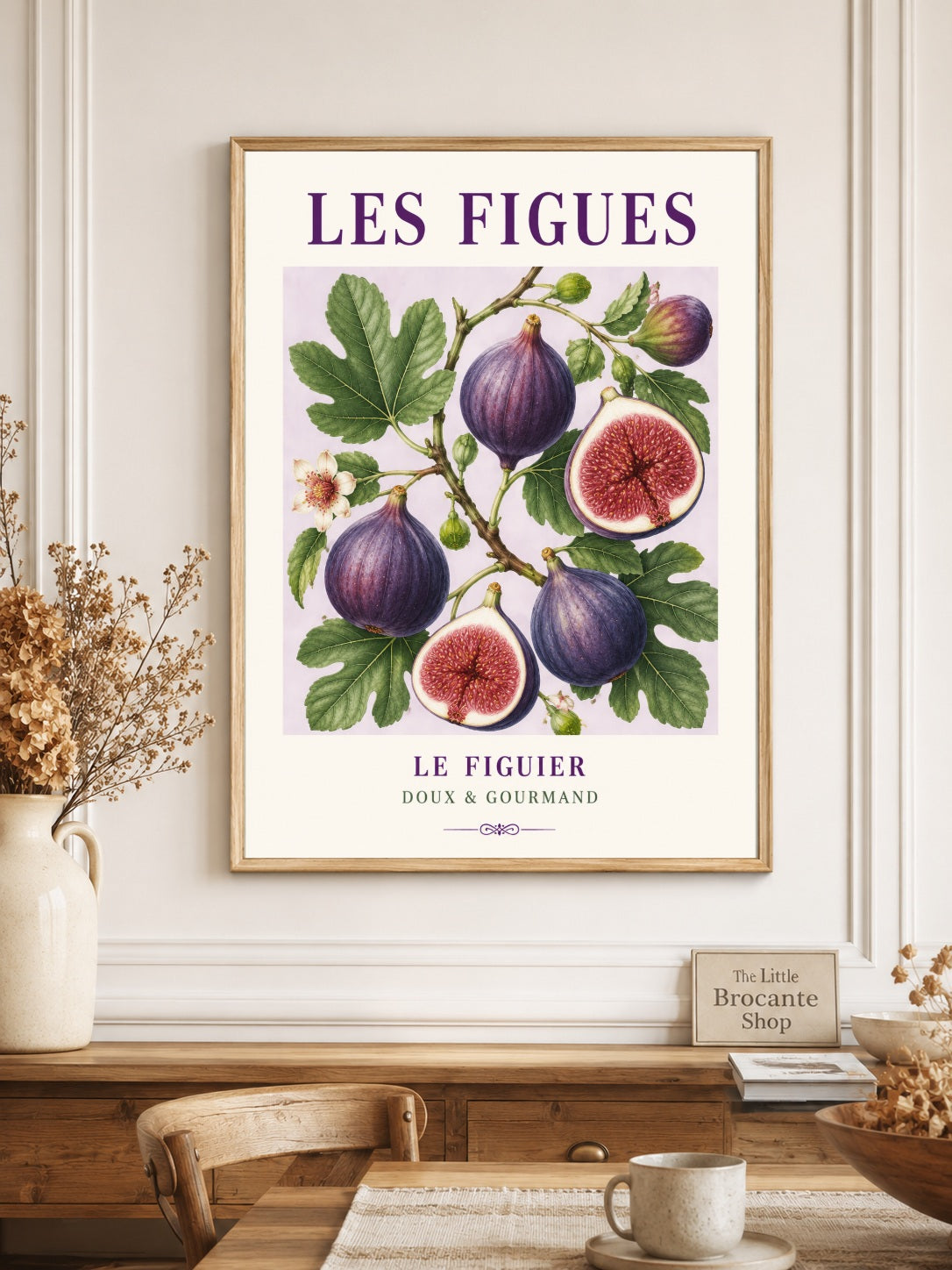 Les Figues – Illustrated French Fig Print | French Kitchen Wall Art, Illustrated French, Botanical, French Country, Mediterranean, Provençal, Fruit Illustration, Country Kitchen, Cottage Style wall artwork.