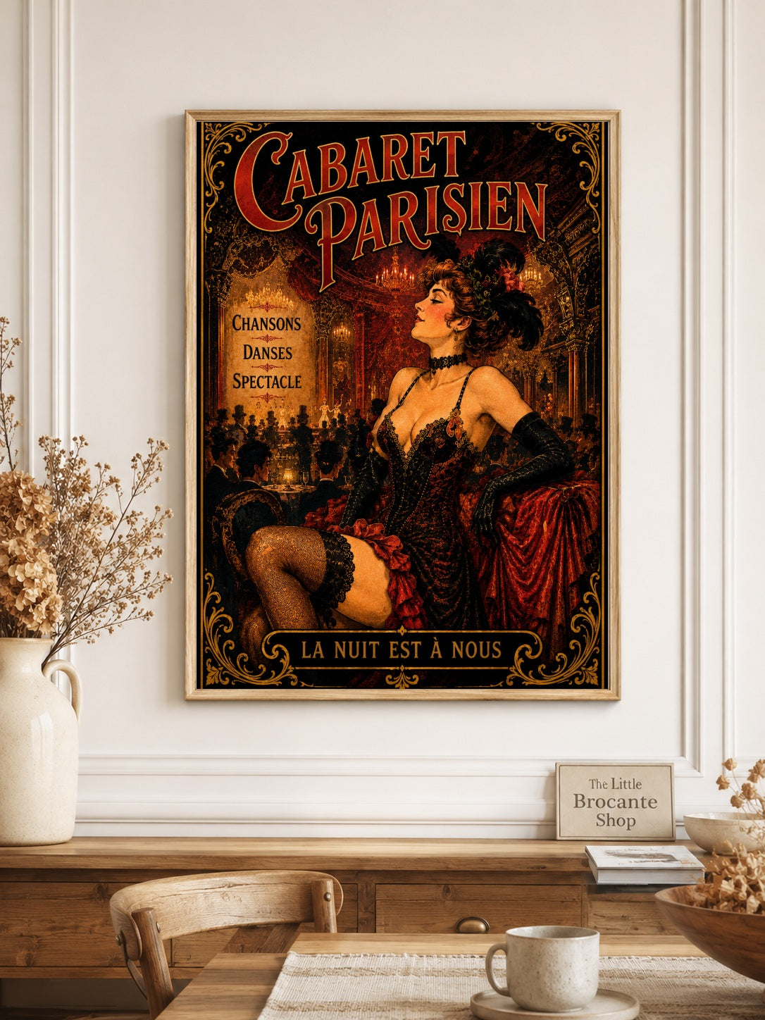 Cabaret Parisien Print in Bell Epoque Style, French country wall artwork.