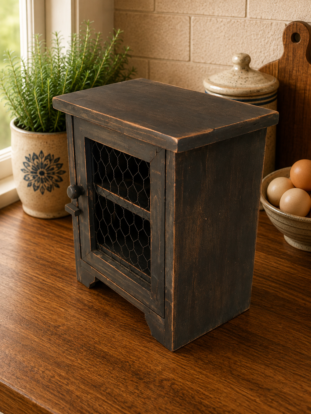 Vintage Style Wooden Egg Cupboard – Rustic 12 Egg Farmhouse Kitchen Cabinet photograph 5