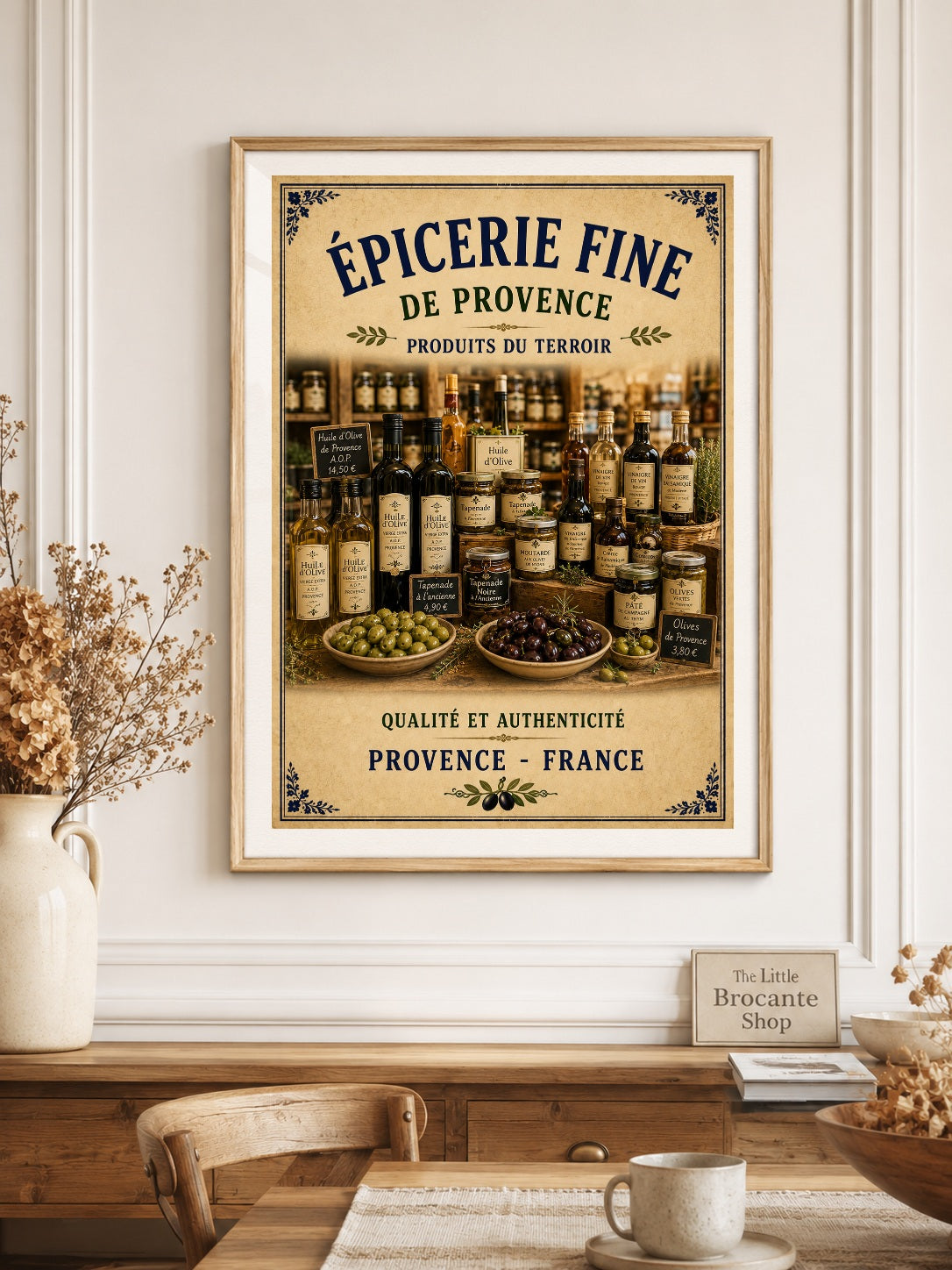 Épicerie Fine de Provence – Vintage French Delicatessen, French Country
Provence
Rustic Farmhouse
Brocante
Cottagecore
Mediterranean
Country Kitchen
Rustic Chic
Vintage European
Traditional
French Provincial
Old World
Continental
Artisan Food Store Style wall artwork.