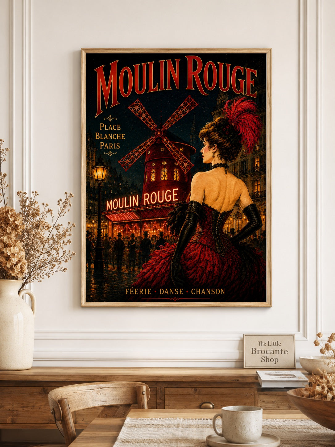 Moulin Rouge – Vintage-Inspired Paris Cabaret Print | Belle Époque Montmartre Wall Art, Belle Époque, Parisian, French Vintage, Art Nouveau, Montmartre, Maximalist, Eclectic, Brocante, Romantic, Dark Academia, Old World Luxury, Theatrical wall artwork.