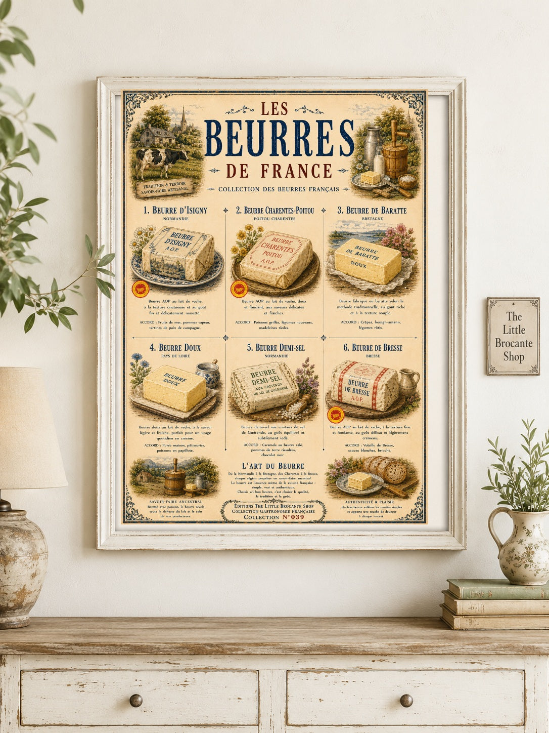 Les Beurres de France – Vintage French Butter Print | French Kitchen Wall Art, French Country, French Farmhouse, Cottagecore, Rustic Kitchen, Traditional Country, Vintage, Brocante, Provincial French, European Farmhouse, Shabby Chic, Country Cottage wall artwork.