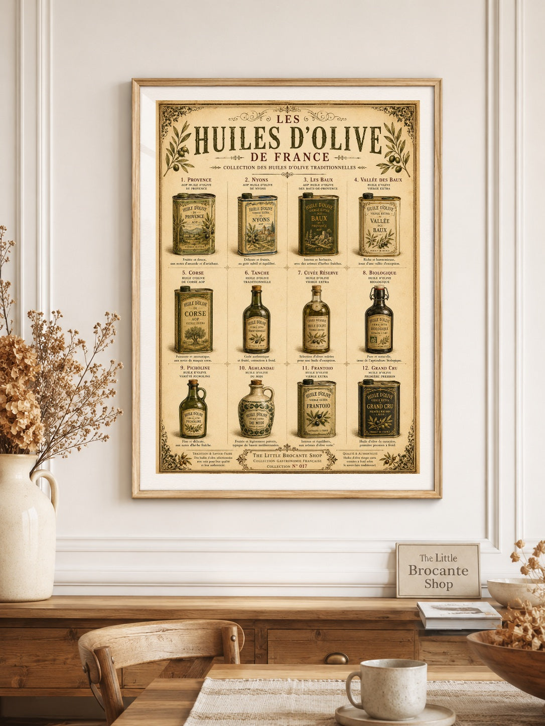 Les Huiles d'Olive de France | Vintage French Olive Oil Collection | French Country Kitchen Wall Art, French country wall artwork. – image 5