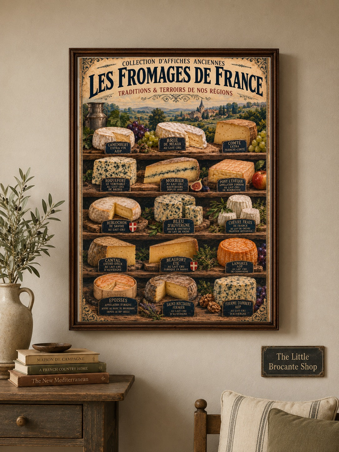 Les Fromages de France | Vintage French Cheese Collection Print, French Country
Rustic Farmhouse
Cottage Kitchen
Provincial French
Vintage Kitchen
Traditional
Country House
European Rustic
Bistro Style
Contemporary Country
Heritage Interiors wall artwork.