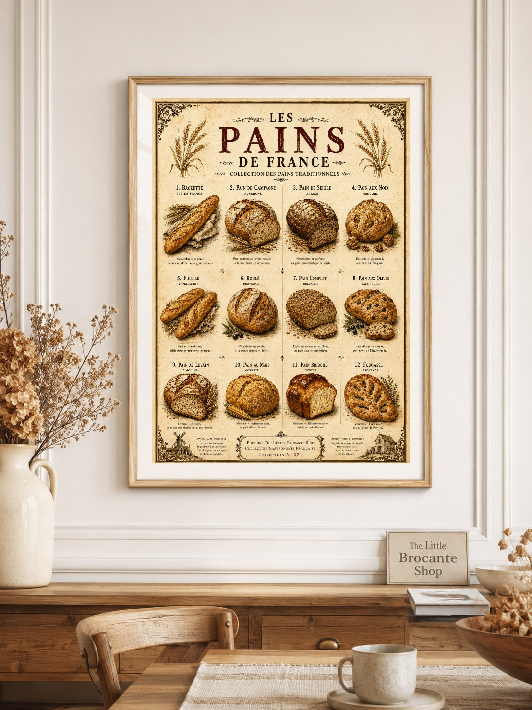 Les Pains de France | Vintage French Bread Collection | Rustic Bakery Kitchen Wall Art, French country wall artwork. – image 5