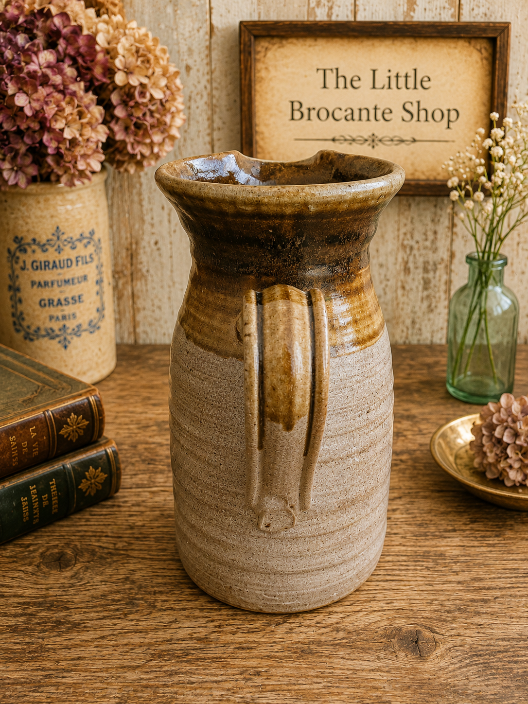Vintage Occold Pottery Glazed Stoneware Jug | Large Two-Tone Studio Pottery Pitcher photograph 5
