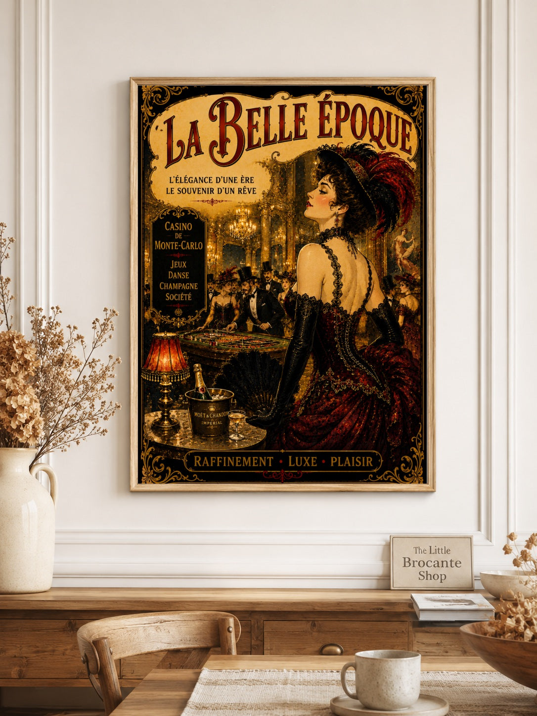 La Belle Époque Monte-Carlo Casino Print, Belle Époque, French Riviera, Parisian, Art Nouveau, French Vintage, Maximalist, Eclectic, Brocante, Old World Luxury, Romantic, Dark Academia, Traditional European wall artwork.