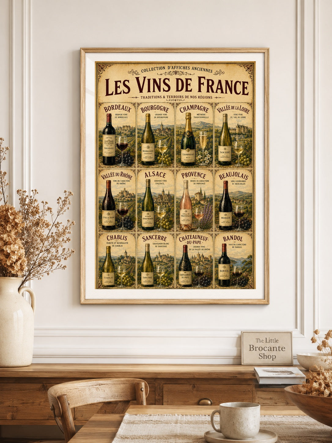 Les Vins de France | Vintage French Wine Regions Collection | French Gastronomy Wall Art, French country wall artwork. – image 5