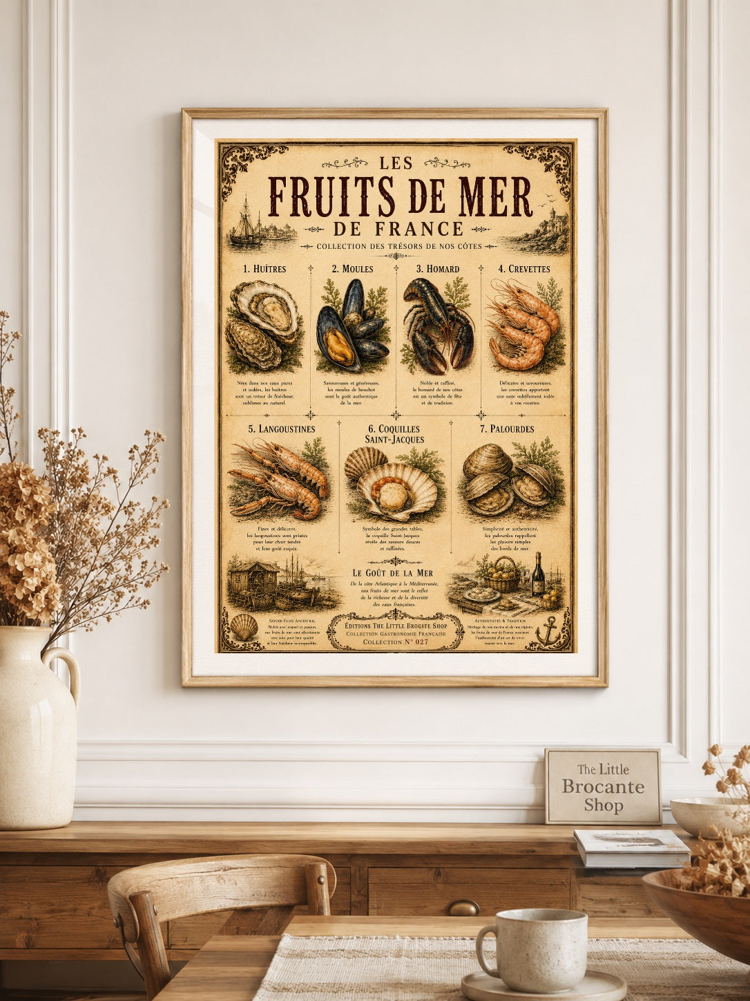 Les Fruits de Mer de France | Vintage French Seafood Collection | Coastal Kitchen Wall Art Print, French country wall artwork. – image 5