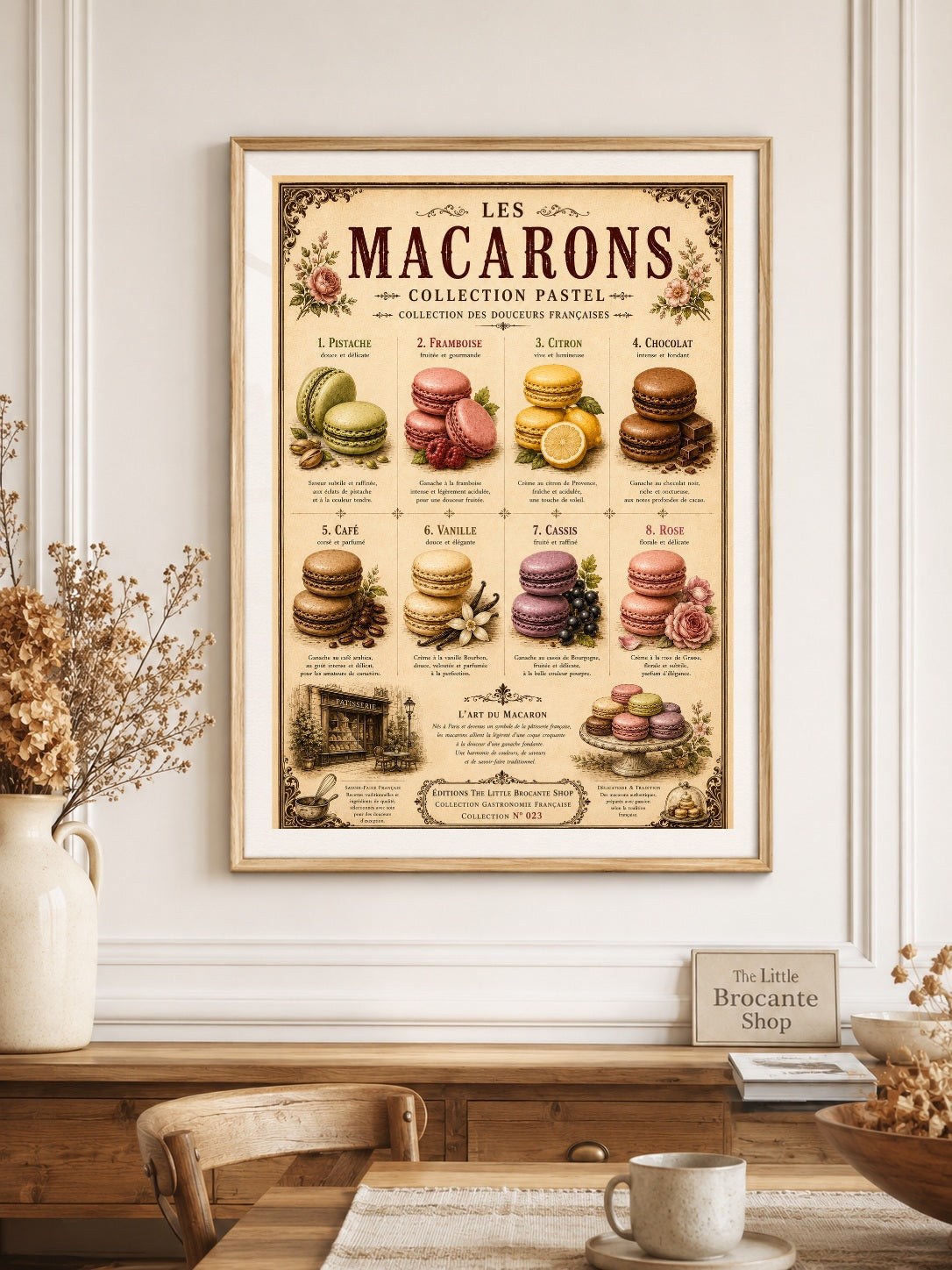 Les Macarons Collection Pastel | Vintage French Macaron Kitchen Wall Art Print | French Patisserie Poster, French country wall artwork. – image 5