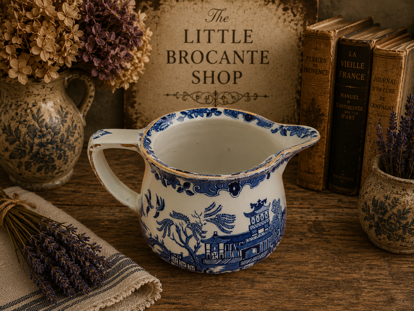 Vintage Burleigh Blue Willow Milk Jug | English Transferware Cream Pitcher | Staffordshire Pottery photograph 5
