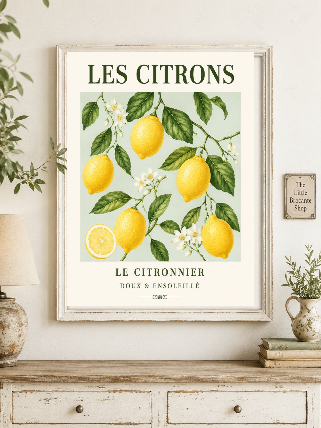 Les Citrons – Illustrated French Lemon Print | French Kitchen Wall Art, Illustrated French, Botanical, French Country, Country Kitchen, Mediterranean, Fruit Illustration, Cottage Style wall artwork.