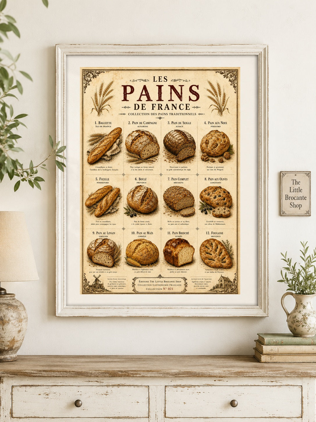 Les Pains de France | Vintage French Bread Collection | Rustic Bakery Kitchen Wall Art, French country wall artwork. – image 6