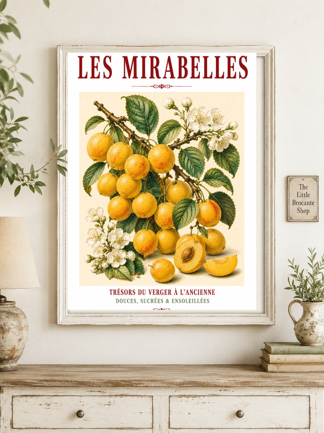 Illustrated French Mirabelle Plum Print | French Kitchen Wall Art, Illustrated French, Botanical, French Country, Fruit Illustration, Orchard Art, French Kitchen, Country Kitchen, French Provincial, Botanical Wall Art wall artwork.