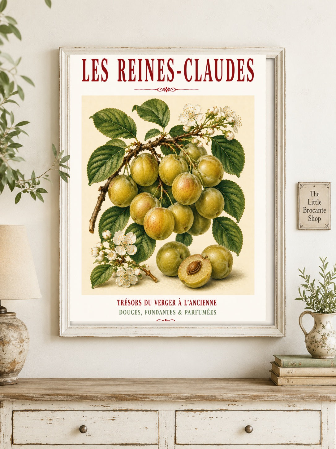 Les Reines-Claudes – Illustrated French Greengage Print | French Kitchen Wall Art, Illustrated French, Botanical, French Country, Orchard Inspired, Fruit Illustration, French Kitchen, Country Kitchen, Cottage Style, Botanical Wall Art wall artwork.