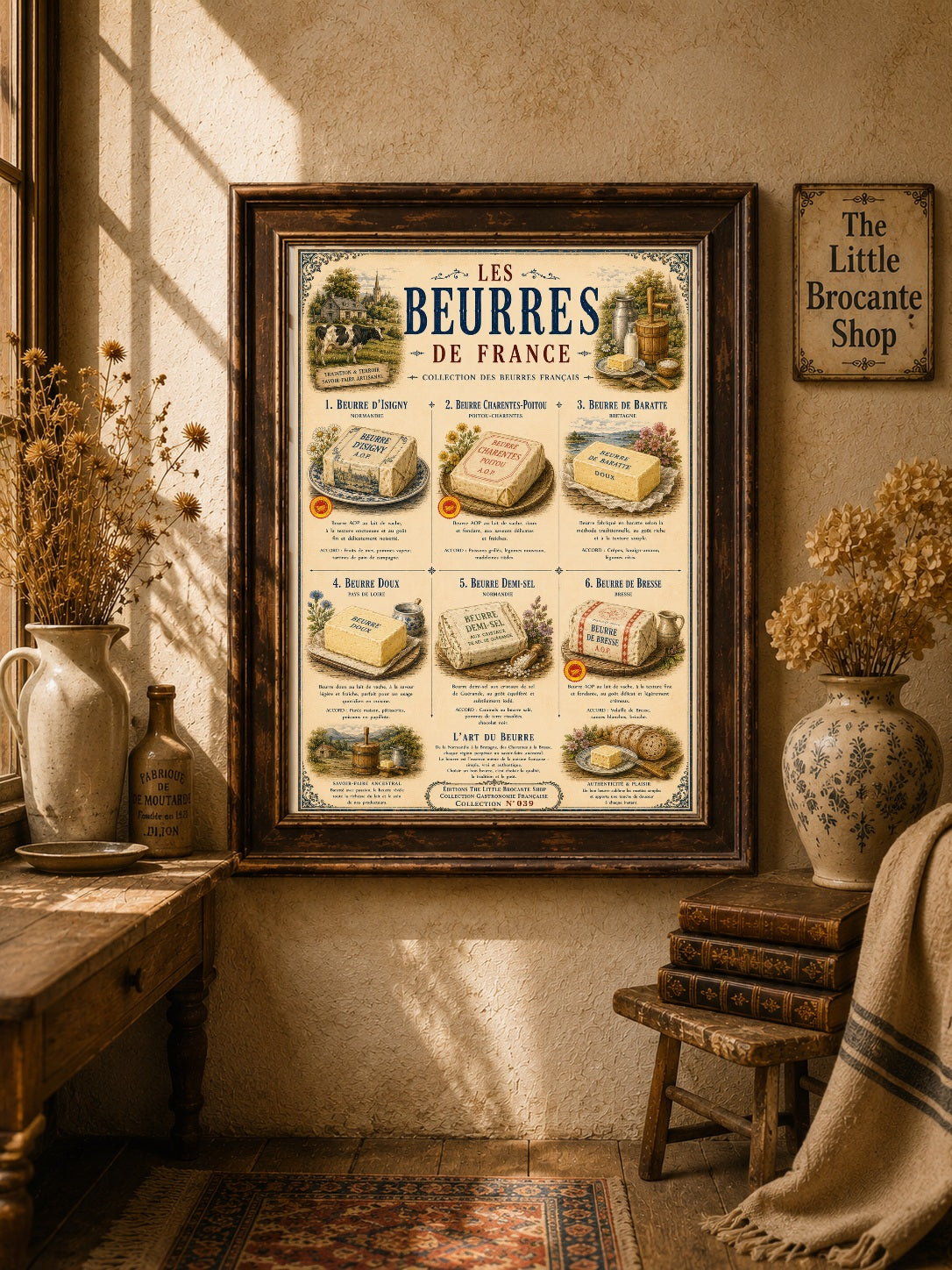 Les Beurres de France – Vintage French Butter Print | French Kitchen Wall Art, French Country, French Farmhouse, Cottagecore, Rustic Kitchen, Traditional Country, Vintage, Brocante, Provincial French, European Farmhouse, Shabby Chic, Country Cottage wall artwork.